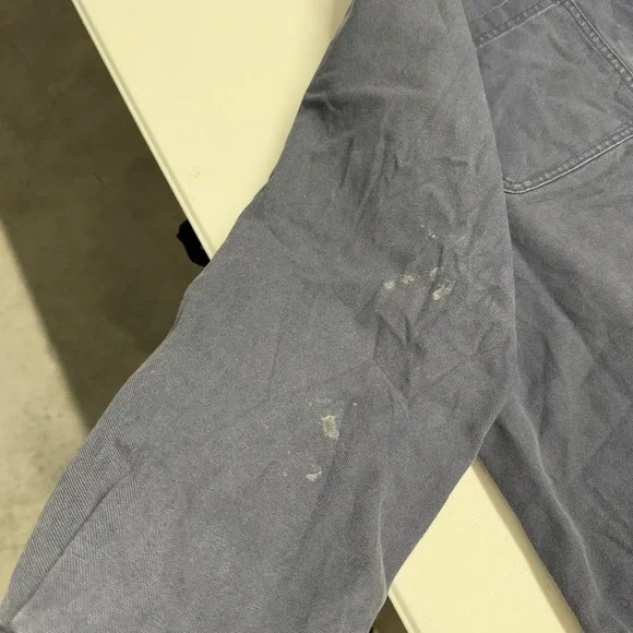 LL Bean Mens Large Flannel Lined Canvas Shirt Jacket Blue Snap Front - Picture 3 of 8